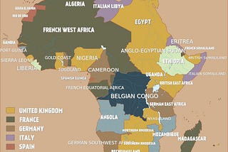 A map of Africa showing the Colonial Language divide.