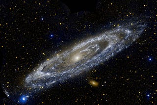 An image of the Andromeda Galaxy in ultraviolet light.
