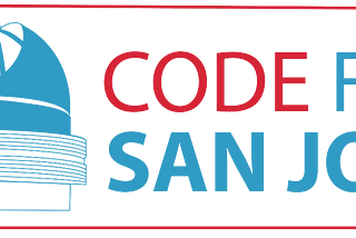 A red and blue logo with the text Code for San Jose