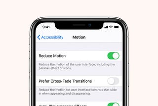 iPhone settings to reduce motion