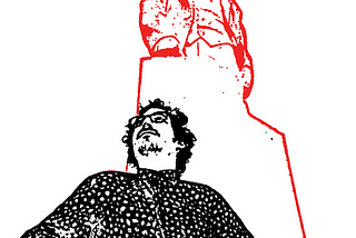 A design based on a picture of me in front a Lenin statue in which I am imitating the Lenin statue.