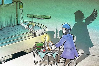 A nurse cares for a person with covid-19