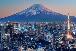 Mt. Fuji rising over Tokyo, Japan