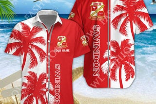 Swindon Town Custom Name Coconut tree 2024 Aloha Hawaiian Shirt