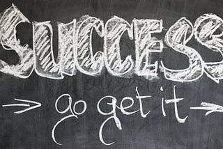 Success….go get it…..written with white chalk on a blackboard