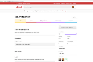 Seal-Middleware: secure your api endpoint by limiting access over period of time