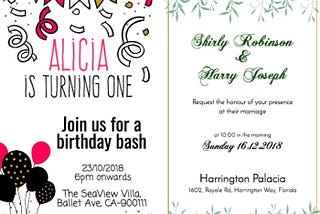 birthday and wedding invite