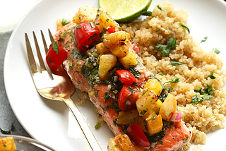 VIDEO: Foil Pack Salmon with Grilled Pineapple Salsa