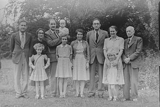 Black and white photo of generations of a family