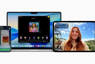 iPhone, MacBook, and iPad showcasing new Apple features from WWDC 2025.