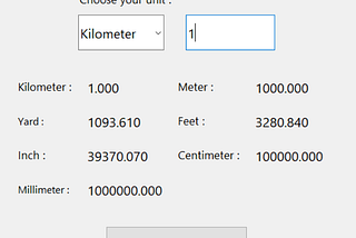 distance converter made using python and tkinter