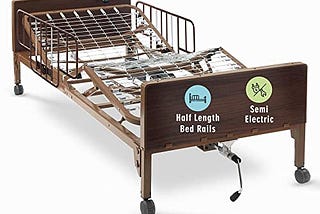 Semi Electric Hospital Bed with Half Rails Included — for Home Care Use and Medical Facilities —…