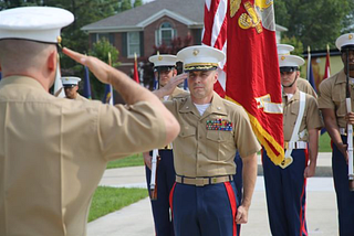 Marine Corps LtCol promotion ceremony flag