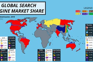 Global Search Engine Market Share for 2018 in the Top 15 GDP Nations