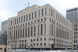 Image of the Theodore Levin United States Courthouse in Detroit, Michigan.