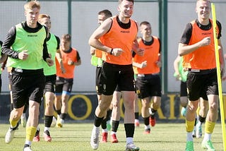 Sergiy Rebrov attends a training session at the Rukh Academy