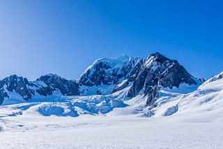 A snow covered mountain range.