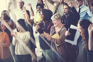 group cheering