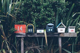 Row of mailboxes for recieving secure messages