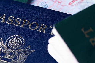 Close-up of passports