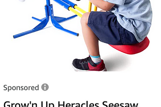 Horrible photoshop foreshortening with small girl on one end of see saw and much larger boy on the other end closer to the camera