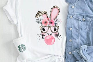 Cute Bunny With Leopard Glasses Bubblegum Easter Day T Shirt Hoodie Shirt — GearBloom