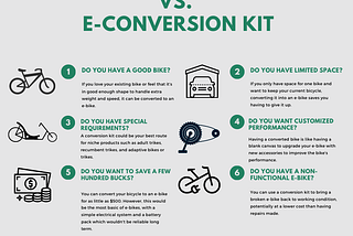 infographic on electric bike vs conversion kit in six steps