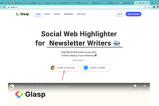 A button to install Glasp on Chrome browser