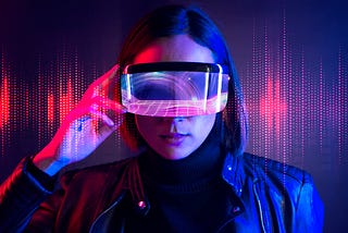 A woman wearing an AR/VR headset.