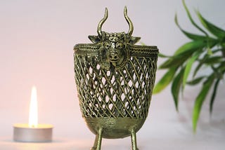 Dhokra Bull Shaped Pen Stand