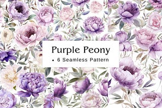 Purple Peony Seamless Pattern
