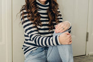 Caitlin Houston striped sweater light denim it's okay to be sad