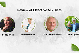 effective MS diets compared from left Swank, Wahls, Jelinek, McDougall