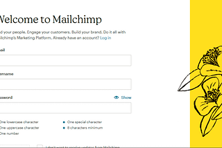 Mailchimp user creation page