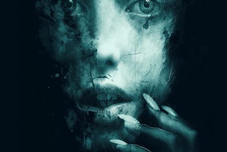 An artistic image of a creepy woman