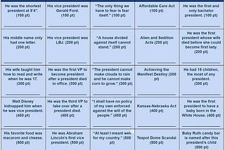 Presidential Jeopardy!