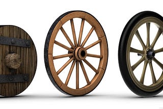 photos of antique wheels symbolizing reinventing the wheel