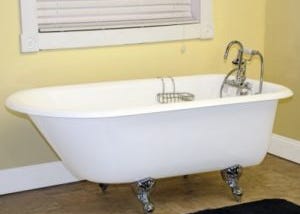 rolled rim, clawfoot, tub, plumbing package, cast iron, gooseneck faucet, Clawfoot Tub and Faucet Package