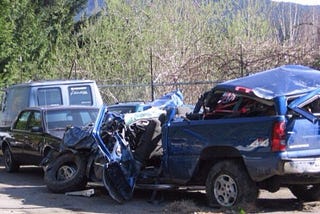 The remains of our friends’ Chevy Silverado