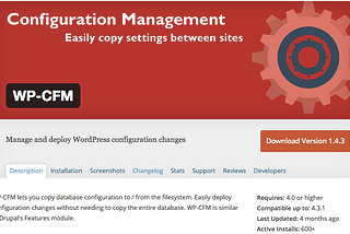 WP-CFM: Storing & Deploying WordPress Database Configurations