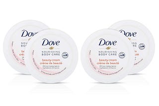 Dove Nourishing Body Care, Face, Hand, and Body Beauty Cream for Normal to Dry Skin Lotion for Women with 24-Hour Moisturization, 4-Pack, 2.53 Oz Each Jar