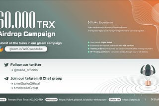 Staika Airdrop of 60,000 TRX to first 4000 Participants. 15 TRX per winner