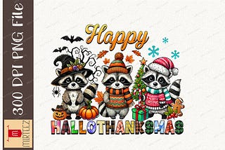 Happy Hallothanksmas Raccoon Free