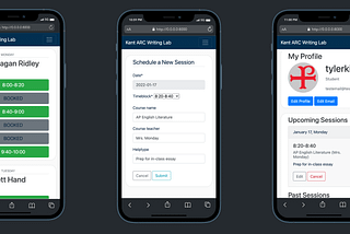screenshots of the appointment scheduler