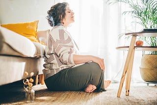 a woman meditating