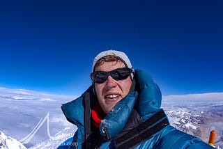 Jake Norton on the summit of Everest, May 18, 2002.