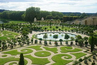 Garden of Versailles with perfectly manicured plantations
