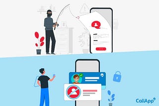 An illustrated image showing how CallApp protect against vishing scams