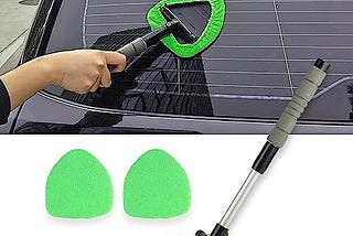 Car Windshield Cleaning Tool and Glass Defogging Brush, Retractable ABS Plastic Handle & Fine Fiber…