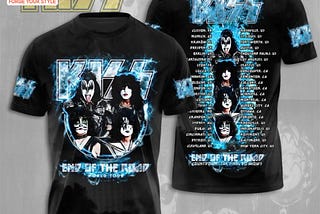 Kiss Band End Of The Road World Tour 3D Black T-shirt